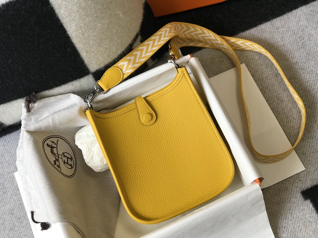 Hermes Evelyne 16 Amazone TPM Shoulder Bag In Yellow Amber Clemence Leather